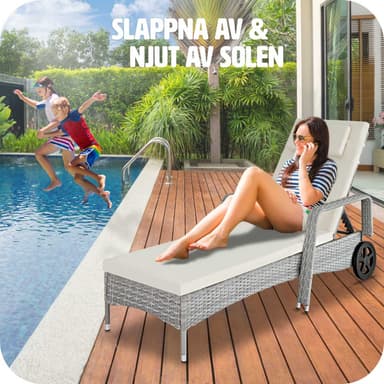 tectake Solsäng konstrotting Cassis med aluminiumram - ljusgrå