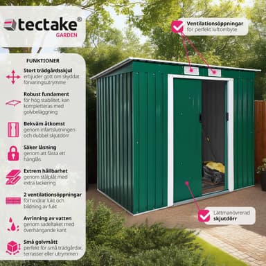 tectake Redskapsbod med snedtak 213x130x173cm - grön/vit