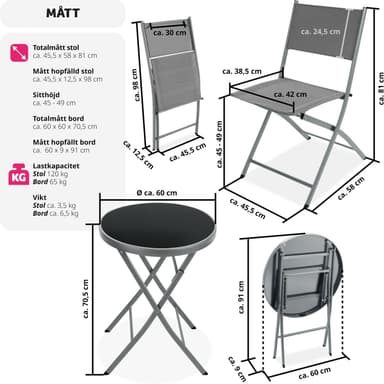 tectake Caféset Düsseldorf - grå