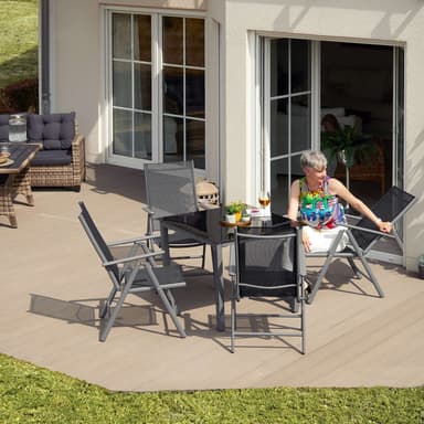 tectake Matgrupp i Aluminium med 4 stolar - silver