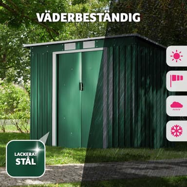 tectake Redskapsbod med snedtak 213x130x173cm - grön/vit
