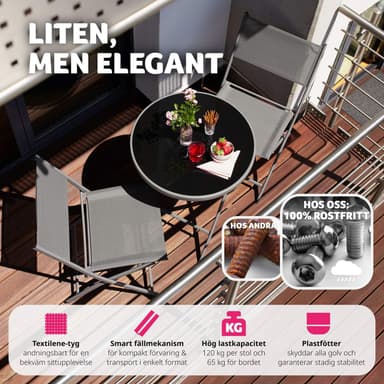 tectake Caféset Düsseldorf - grå