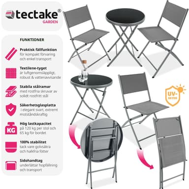 tectake Caféset Düsseldorf - grå