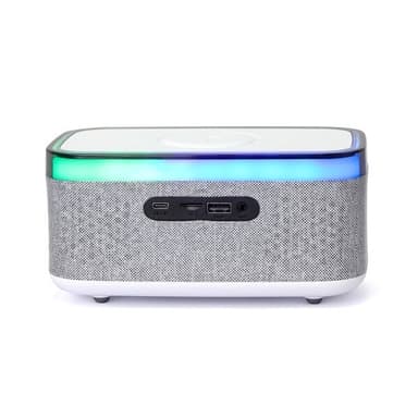 Digital väckarklocka med högtalare, trådlös laddning och RGB-nattlampa - Grå