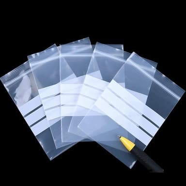 Zip-påsar med etiketter - 100-pack blixtlåspåsar med skrivfält