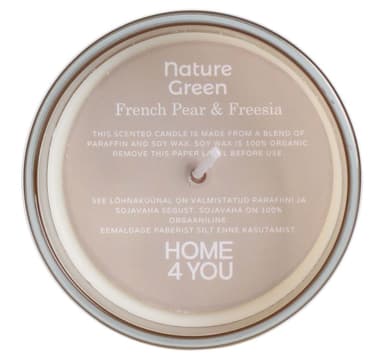 Doftljus i glas NATURE GREEN H9,5cm, French Pear & Freesia