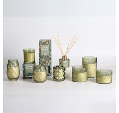 Doftljus i glas NATURE GREEN H9,2cm, Tranquil Summer