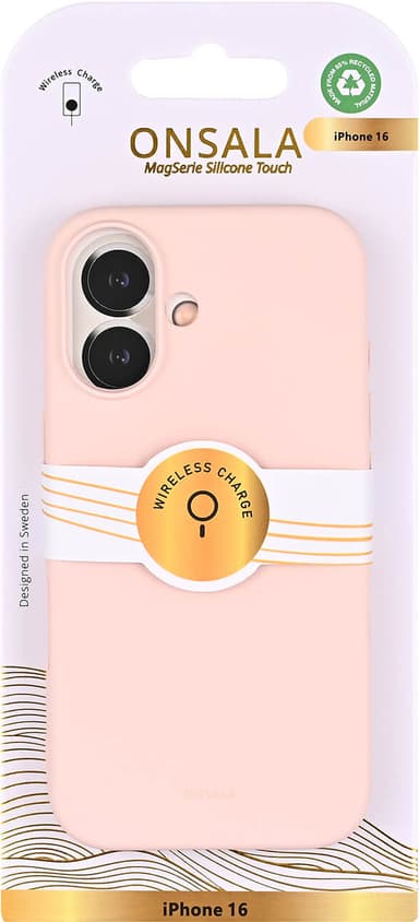 Onsala iPhone 16 silicone fodral (kritrosa)