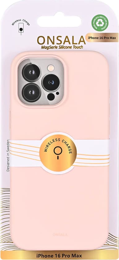Onsala iPhone 16 Pro Max silicone fodral (kritrosa)