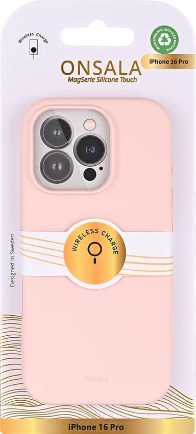 Onsala iPhone 16 Pro silicone fodral (kritrosa)
