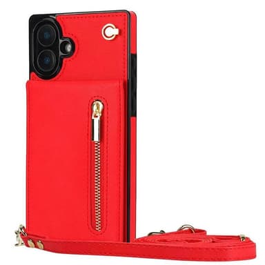 Zipper necklace case iPhone 16 Plus - Röd