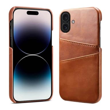 Retro skal med kortplatser iPhone 16 Plus - Brun