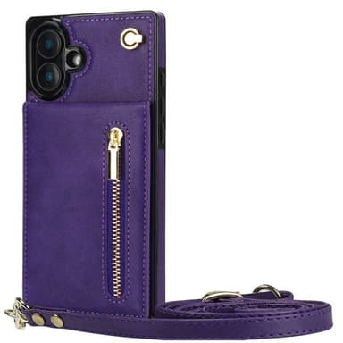 Zipper necklace case iPhone 16 Plus - Lila