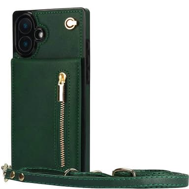 Zipper necklace case iPhone 16 Plus - Grön