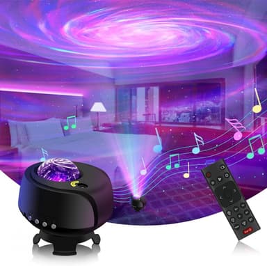 Galaxy Projector Fantasy Aurora - Stjärnprojektor med BT-Högtalare, Ljussensor och 360° Rotation