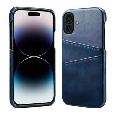 Retro skal med kortplatser iPhone 16 Plus - Blå