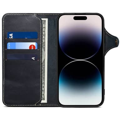 Denior mobilfodral läder iPhone 16 Pro Max - Blå