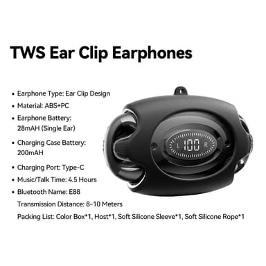 ESSAGER Bluetooth Headset Trådlösa hörlurar Svett-tåliga - Svart