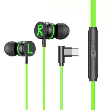 USB-C Hörlurar med Mic Magnetic In-ear Gaming Hörlurar - Grön