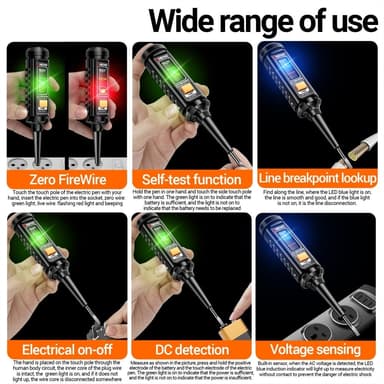 Spänningsdetektor volt meter voltmätare Ficklampa AC DC
