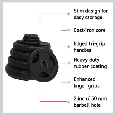 Olympic Tri-Grip Gummiviktskivor - Svarta Par & Set