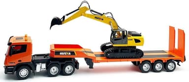 HuiNa grävmaskin och plattformssläp 1:24