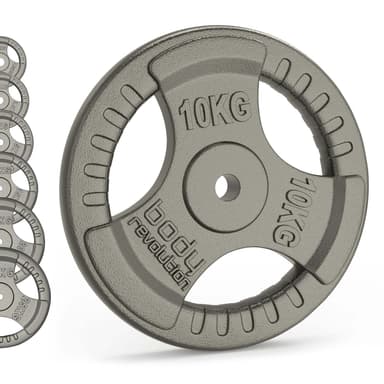 Viktskivor i gjutjärn - 1"" standard tri-grepp par (1,25 - 25 kg)