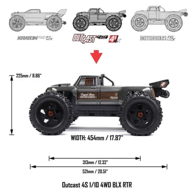 ARRMA Outcast 4S V2 BLX 4WD Röd 1/10 - RTR