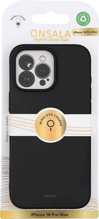 Onsala iPhone 16 Pro Max silicone fodral (svart)
