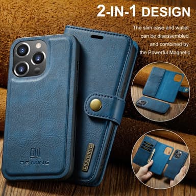 DG MING iPhone 16 Pro 2-i-1 Magnet Plånboksfodral - Blå