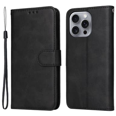 SKALO iPhone 16 Pro Max PU-Läder Plånboksfodral - Svart