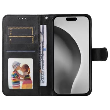 SKALO iPhone 16 Pro Max PU-Läder Plånboksfodral - Svart