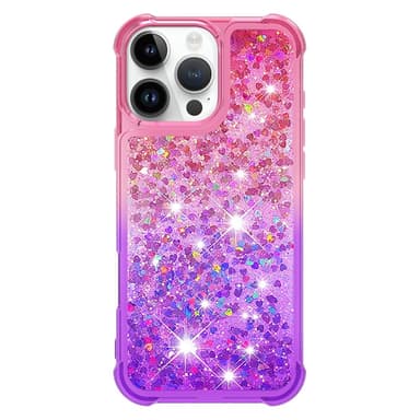 SKALO iPhone 16 Pro Max Kvicksand Glitter Hjärtan TPU-skal - Rosa-Lila