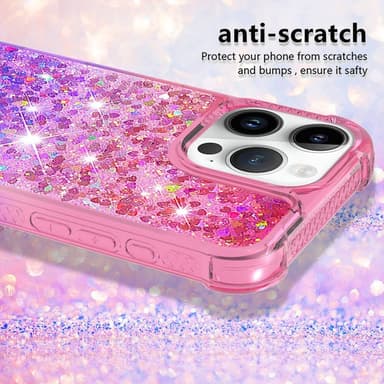 SKALO iPhone 16 Pro Max Kvicksand Glitter Hjärtan TPU-skal - Rosa-Lila
