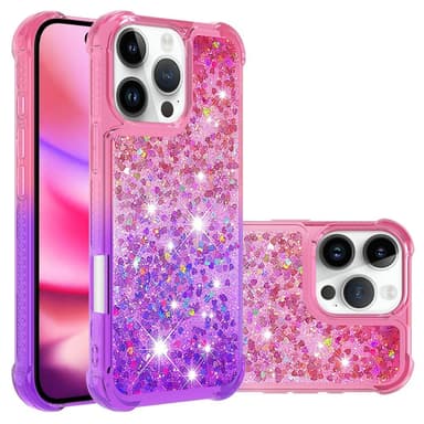 SKALO iPhone 16 Pro Max Kvicksand Glitter Hjärtan TPU-skal - Rosa-Lila