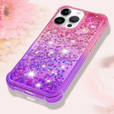 SKALO iPhone 16 Pro Max Kvicksand Glitter Hjärtan TPU-skal - Rosa-Lila