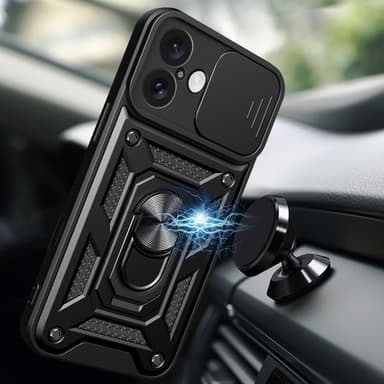SKALO iPhone 16 Plus Armor Hybrid Metallring Kameraslider - Svart