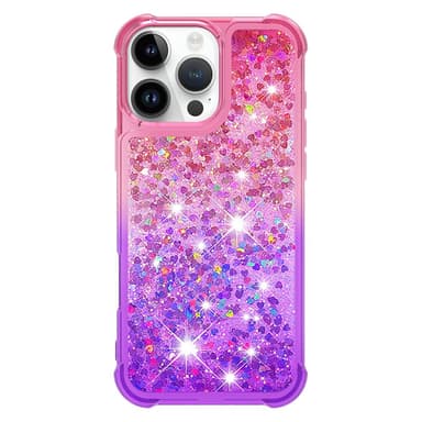 SKALO iPhone 16 Pro Kvicksand Glitter Hjärtan TPU-skal - Rosa-Lila