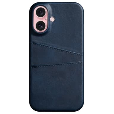 SKALO iPhone 16 Plus PU-Läder Korthållare Skal - Blå