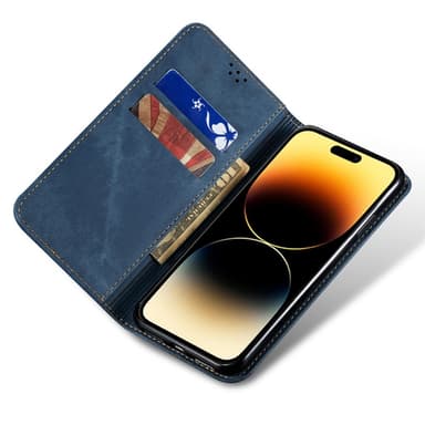 SKALO iPhone 16 Jeans Plånboksfodral - Blå
