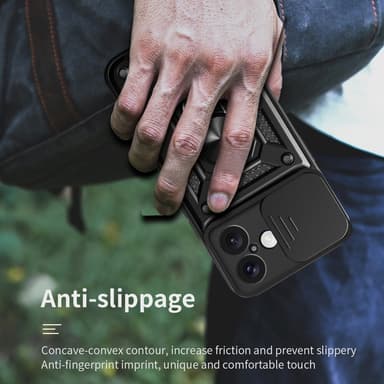 SKALO iPhone 16 Plus Armor Hybrid Metallring Kameraslider - Svart