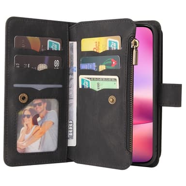 SKALO iPhone 16 Big Wallet 17-FACK Plånboksfodral - Svart