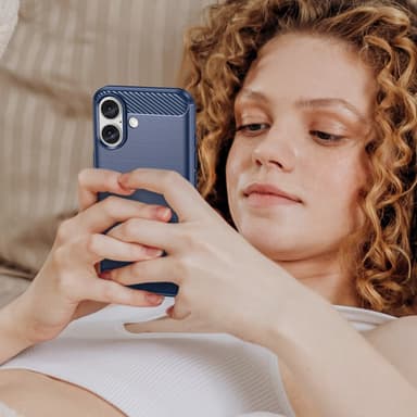 SKALO iPhone 16 Armor Carbon Stöttåligt TPU-skal - Blå
