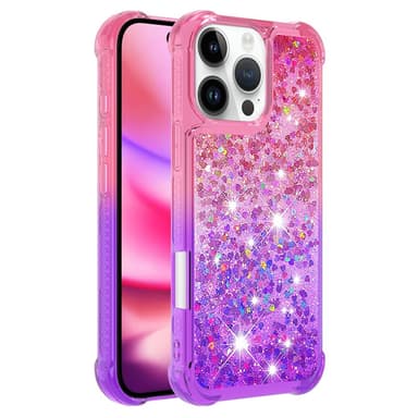 SKALO iPhone 16 Pro Kvicksand Glitter Hjärtan TPU-skal - Rosa-Lila