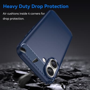 SKALO iPhone 16 Armor Carbon Stöttåligt TPU-skal - Blå