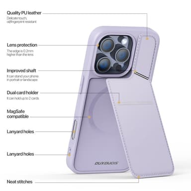 DUX DUCIS iPhone 16 Pro Rafi II Series Skal med Korthållare - Lila