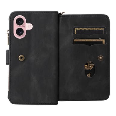 SKALO iPhone 16 Big Wallet 17-FACK Plånboksfodral - Svart