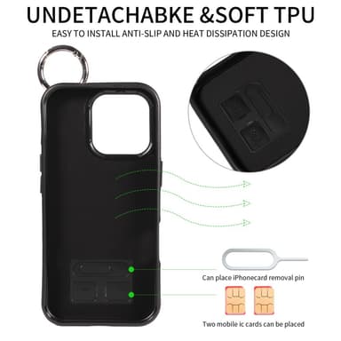 SKALO iPhone 16 Pro PU-Läder Korthållare med Ring Skal - Roséguld