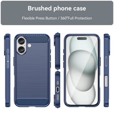 SKALO iPhone 16 Armor Carbon Stöttåligt TPU-skal - Blå