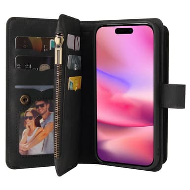 SKALO iPhone 16 Big Wallet 17-FACK Plånboksfodral - Svart